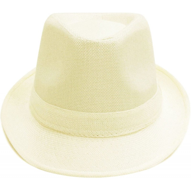 Sun Hats Men/Women Classic Cotton Blend Solid Color Short Brim Trilby Fedora Hat - White - CE12G5RVEFD $13.72