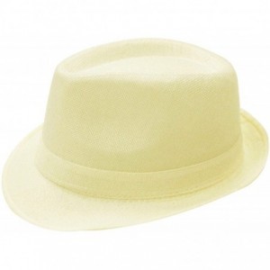 Sun Hats Men/Women Classic Cotton Blend Solid Color Short Brim Trilby Fedora Hat - White - CE12G5RVEFD $13.72