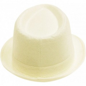 Sun Hats Men/Women Classic Cotton Blend Solid Color Short Brim Trilby Fedora Hat - White - CE12G5RVEFD $13.72