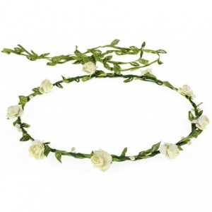 Headbands Girls Flower Crown Wreath Headband Garland Headbands Photography Prop - 3 Ivory - CY18GC3ASMC $10.87