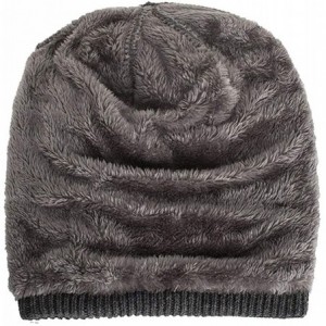 Skullies & Beanies Men Winter Skull Cap Beanie Large Knit Hat with Thick Fleece Lined Daily - I - Navy Blue - C218ZD6ZTX5 $12.52