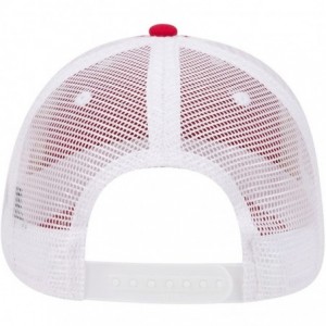 Baseball Caps Garment Washed Cotton Twill 6 Panel Low Profile Mesh Back Trucker Hat - Red/Red/Wht - CD180D4OQMQ $12.54