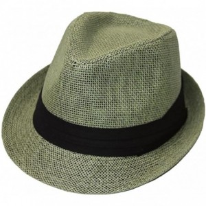 Fedoras Tweed Classic Cuban Style Fedora Fashion Cap Hat- Olive - C4119SSMQFJ $14.64