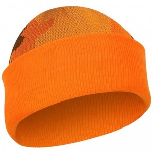 Skullies & Beanies Sports Visor Billed Knit Radar Cuff Beanie - Orange Camo - C919272S85G $23.68