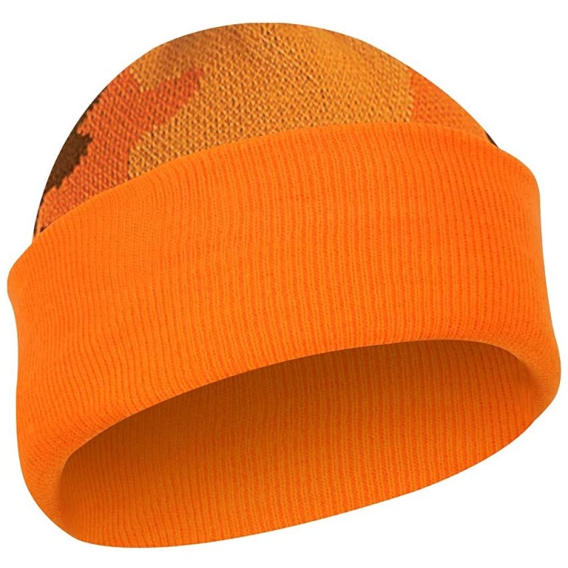 Skullies & Beanies Sports Visor Billed Knit Radar Cuff Beanie - Orange Camo - C919272S85G $8.42