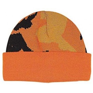 Skullies & Beanies Sports Visor Billed Knit Radar Cuff Beanie - Orange Camo - C919272S85G $8.42