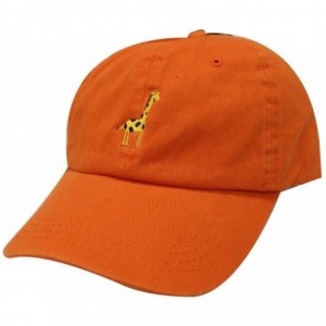 Baseball Caps Giraffe Cotton Baseball Dad Caps - Orange - CD12MWXNAJX $23.39
