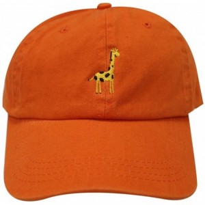 Baseball Caps Giraffe Cotton Baseball Dad Caps - Orange - CD12MWXNAJX $12.82