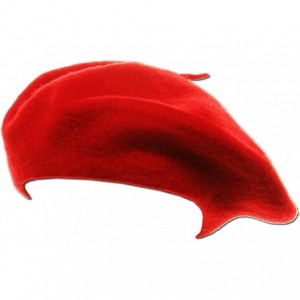 Berets 100% Wool French Beret for Womens Solid Colors Mens - Red - CI18HCL4EON $11.96