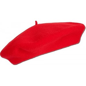 Berets 100% Wool French Beret for Womens Solid Colors Mens - Red - CI18HCL4EON $11.96