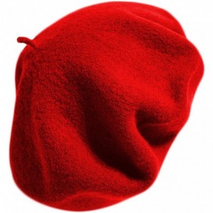 Berets 100% Wool French Beret for Womens Solid Colors Mens - Red - CI18HCL4EON $11.96