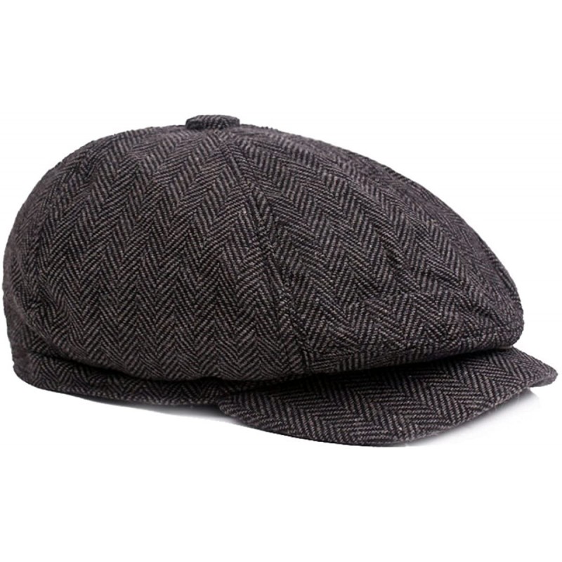 Newsboy Caps Mens Striped 8 Panel Ivy Newsboy Cabbie Gatsby Beret Painter Hats Caps for Men - Black - C2186C4WQ4L $8.27