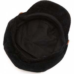 Newsboy Caps Women's Classic Visor Baker boy Cap Newsboy Cabbie Winter Cozy Hat with Comfort Elastic Back - Chenille Black - ...
