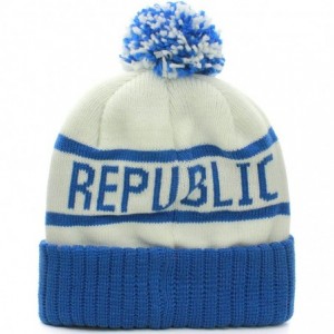 Skullies & Beanies Absolute Clothing California Republic Cuff Beanie Cable Knit Pom Pom Hat Cap White Blue - CU11O97G5XD $15.76
