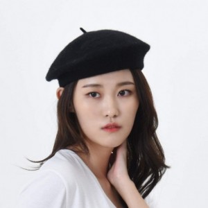 Berets Wool Beret Hat Warm Winter French Style KR9538 - Black - CU12NSK01M2 $22.23