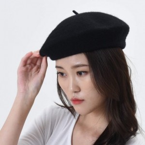 Berets Wool Beret Hat Warm Winter French Style KR9538 - Black - CU12NSK01M2 $22.23