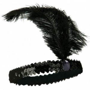 Headbands Sequins Feather Headpiece 1920s Carnival Party Event Vintage Headband Flapper - Black - CS12D2TD4EV $7.35