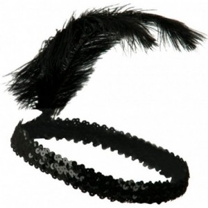 Headbands Sequins Feather Headpiece 1920s Carnival Party Event Vintage Headband Flapper - Black - CS12D2TD4EV $7.35