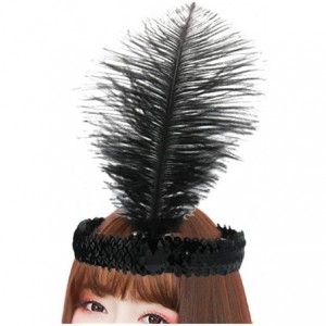 Headbands Sequins Feather Headpiece 1920s Carnival Party Event Vintage Headband Flapper - Black - CS12D2TD4EV $7.35