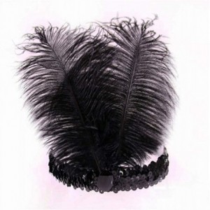 Headbands Sequins Feather Headpiece 1920s Carnival Party Event Vintage Headband Flapper - Black - CS12D2TD4EV $7.35