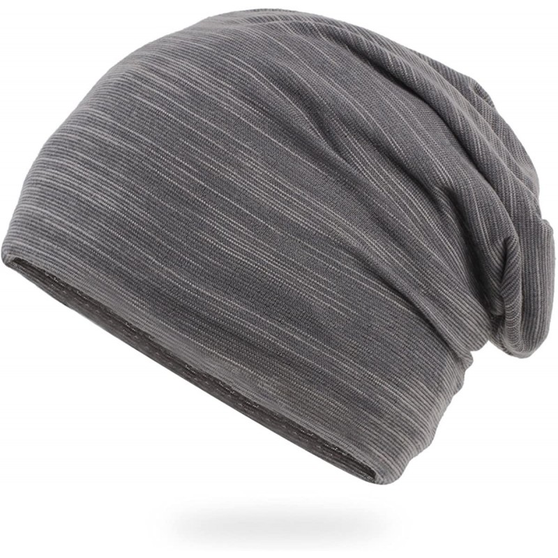 Skullies & Beanies Men's Breathable Thin Cotton Yarn Fabric Slouch Comfort Daily Skull Beanie Stretch Fit Hat Cap - Grey - C5...