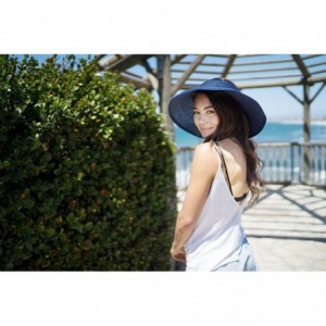 Visors Lullaby Women's UPF 50+ Packable Wide Brim Roll-Up Sun Visor Beach Straw Hat - Dark Blue - C5183AUAU3L $13.14