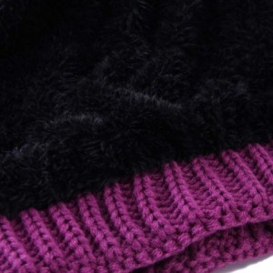 Skullies & Beanies Women's Knitted Messy Bun Hat Ponytail Beanie Baggy Chunky Stretch Slouchy Winter - Purple - CR18YTMAO83 $...