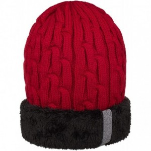 Skullies & Beanies Mens Knitting Caps Winter Hats Beanie Skull Hat with Thick Lining - Red - CE187HZWU32 $18.00