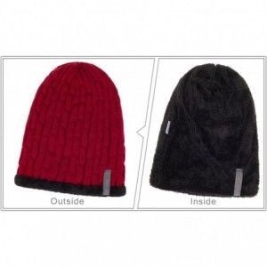 Skullies & Beanies Mens Knitting Caps Winter Hats Beanie Skull Hat with Thick Lining - Red - CE187HZWU32 $18.00