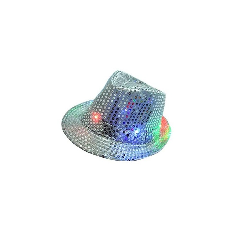 Fedoras LED Light Up Flashing Fedora Hat (Grey) - Grey - C718AAHWKQW $9.59