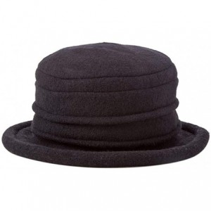 Bucket Hats Women's Packable Boiled Wool Cloche - Black - CA11583NCLP $58.47