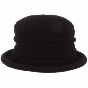 Bucket Hats Women's Packable Boiled Wool Cloche - Black - CA11583NCLP $39.25