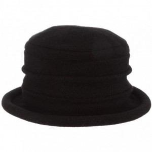 Bucket Hats Women's Packable Boiled Wool Cloche - Black - CA11583NCLP $39.25