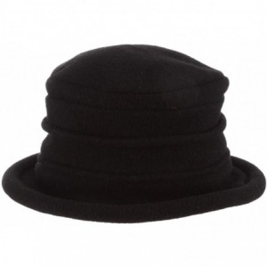 Bucket Hats Women's Packable Boiled Wool Cloche - Black - CA11583NCLP $39.25