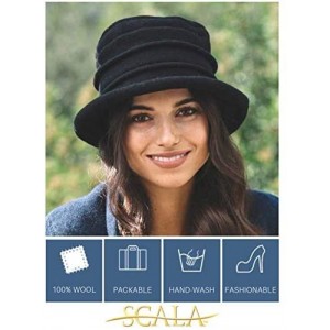 Bucket Hats Women's Packable Boiled Wool Cloche - Black - CA11583NCLP $39.25