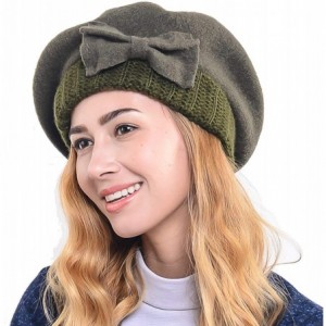 Berets Women's French Beret - 100% Wool Cloche Hat - Beret Beanie for Winter C020 - Hy022-green - C4186X09IWM $26.18