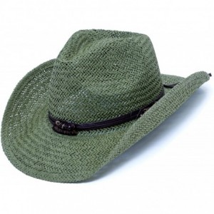 Cowboy Hats Old Stone Straw Cowboy Cowgirl Hat for Men Women Wide Brim Sun Hat Western Style - Chloe Sage - CH18U4YAIRK $55.36