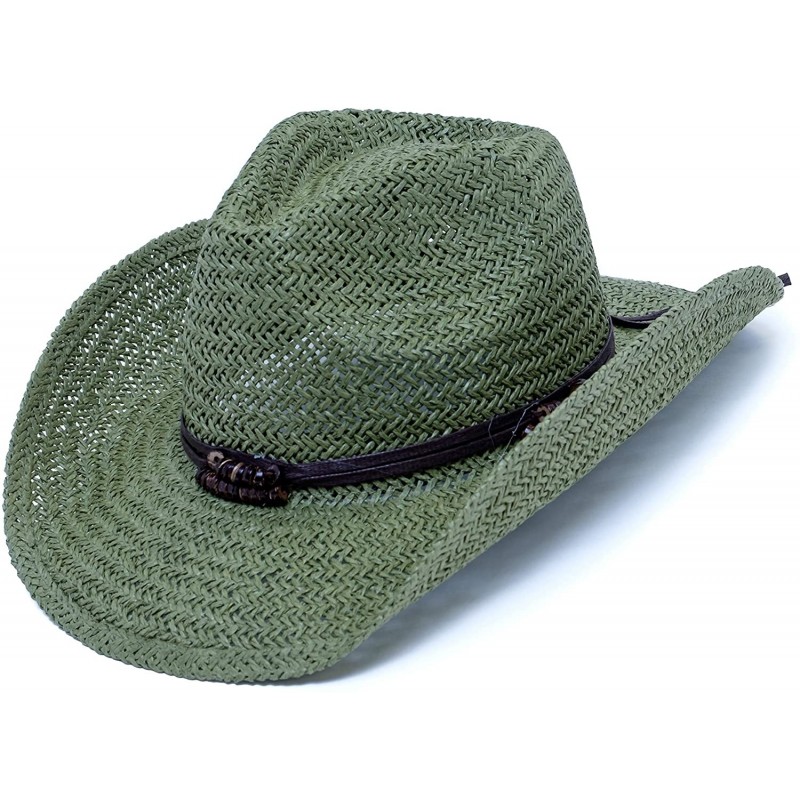 Cowboy Hats Old Stone Straw Cowboy Cowgirl Hat for Men Women Wide Brim Sun Hat Western Style - Chloe Sage - CH18U4YAIRK $45.52