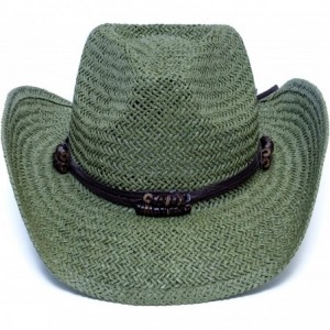 Cowboy Hats Old Stone Straw Cowboy Cowgirl Hat for Men Women Wide Brim Sun Hat Western Style - Chloe Sage - CH18U4YAIRK $45.52