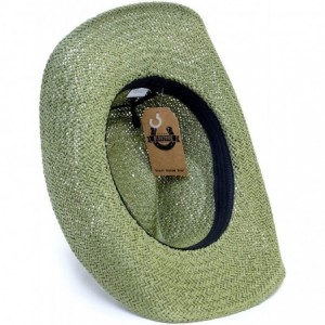 Cowboy Hats Old Stone Straw Cowboy Cowgirl Hat for Men Women Wide Brim Sun Hat Western Style - Chloe Sage - CH18U4YAIRK $45.52