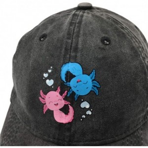 Baseball Caps Men's & Women's Baseball Cap Vintage Washed Adjustable Funny Dad Hat - Cute Axolotl Couple - Black - CV19349NAU...