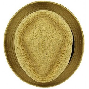 Fedoras Belfry Men/Women Summer Straw Pork Pie Trilby Fedora Hat in Blue- Tan- Black - Natural - CS18CT4Z37E $31.53