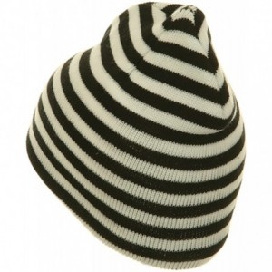 Skullies & Beanies Trendy Striped Beanie - Black - CF114YSTEVH $18.94