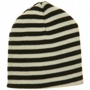 Skullies & Beanies Trendy Striped Beanie - Black - CF114YSTEVH $18.94