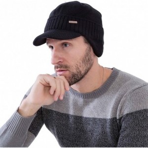 Skullies & Beanies Winter Beanie w/Visor & Earflaps for Men Outdoor Fleece Hat Scarf Set - Beanie Black - C718HWD0TWO $10.33