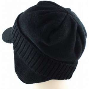 Skullies & Beanies Winter Beanie w/Visor & Earflaps for Men Outdoor Fleece Hat Scarf Set - Beanie Black - C718HWD0TWO $10.33