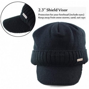 Skullies & Beanies Winter Beanie w/Visor & Earflaps for Men Outdoor Fleece Hat Scarf Set - Beanie Black - C718HWD0TWO $10.33