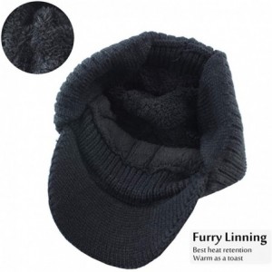Skullies & Beanies Winter Beanie w/Visor & Earflaps for Men Outdoor Fleece Hat Scarf Set - Beanie Black - C718HWD0TWO $10.33