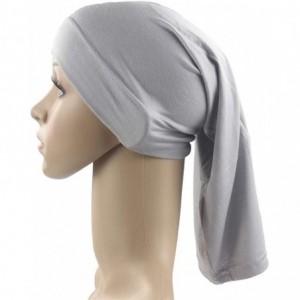 Skullies & Beanies Headscarf Women's Muslim Stretch Turban Hat Chemo Cap Hair Loss Head Scarf Wrap Hijib Cap - Gray - C018RMY...