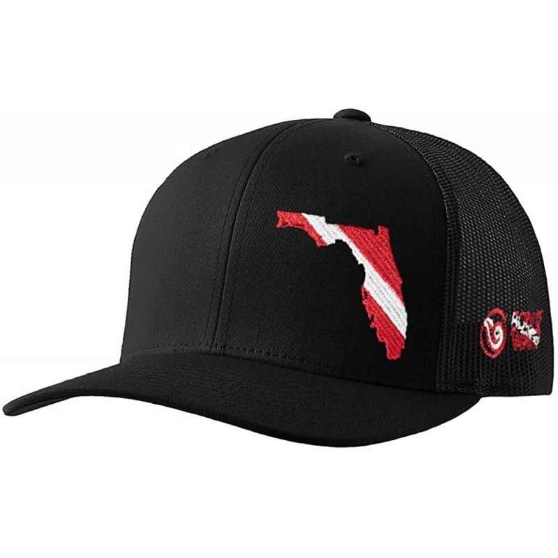 Baseball Caps Florida Scuba Diver Down Flag Trucker Hat Black - C212NUYXJNK $18.29